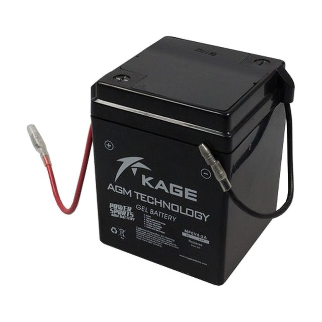 Bateria de moto 6N4-2A-4 de gel, bateria de moto 6N4-2A-4 vista de frente com os dois bornes
