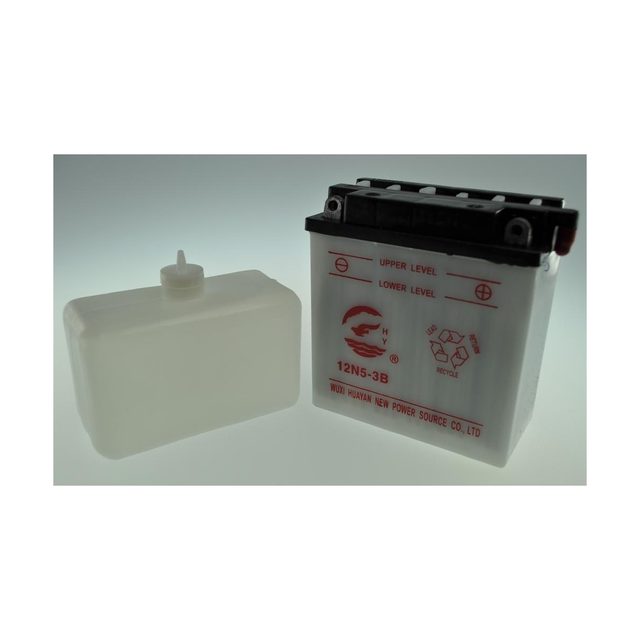 Bateria de moto YB5L-B, bateria de moto YB5L-B vista de frente com os dois bornes