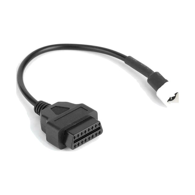 Cabo adaptador para moto Yamaha, com conector branco de 3 pinos e tomada OBD2 preta de 16 pinos