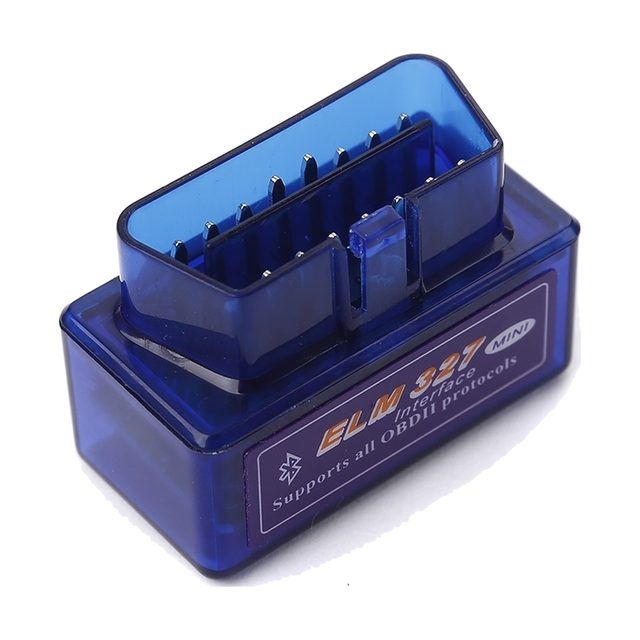 Mini ELM327 Bluetooth v2.1 com caixa azul transparente