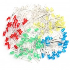 Pack 100 leds 3mm dip, Cores, 5 cores , 20 de cada cor,branco,vermelho,verde,azul e amarelo LED Pack  1.50 euro - satkit