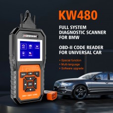 Ferramenta de Diagnóstico de Scanner da BMW Konnwei kw480 Sistema completo Leitor de Código de Scanner OBD2 da BMW com todos os serviços de reinicialização, ABS, EOBD, Dados em Tempo Real, EPS, Injectores, ECM, CBS, TCM, EPB, etc.