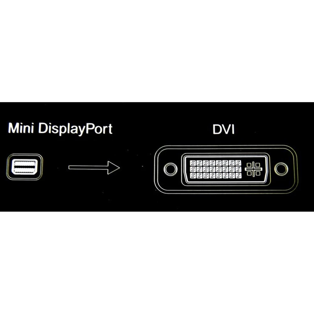 Adaptador Mini DisplayPort a DVI conectado a un proyector para presentaciones