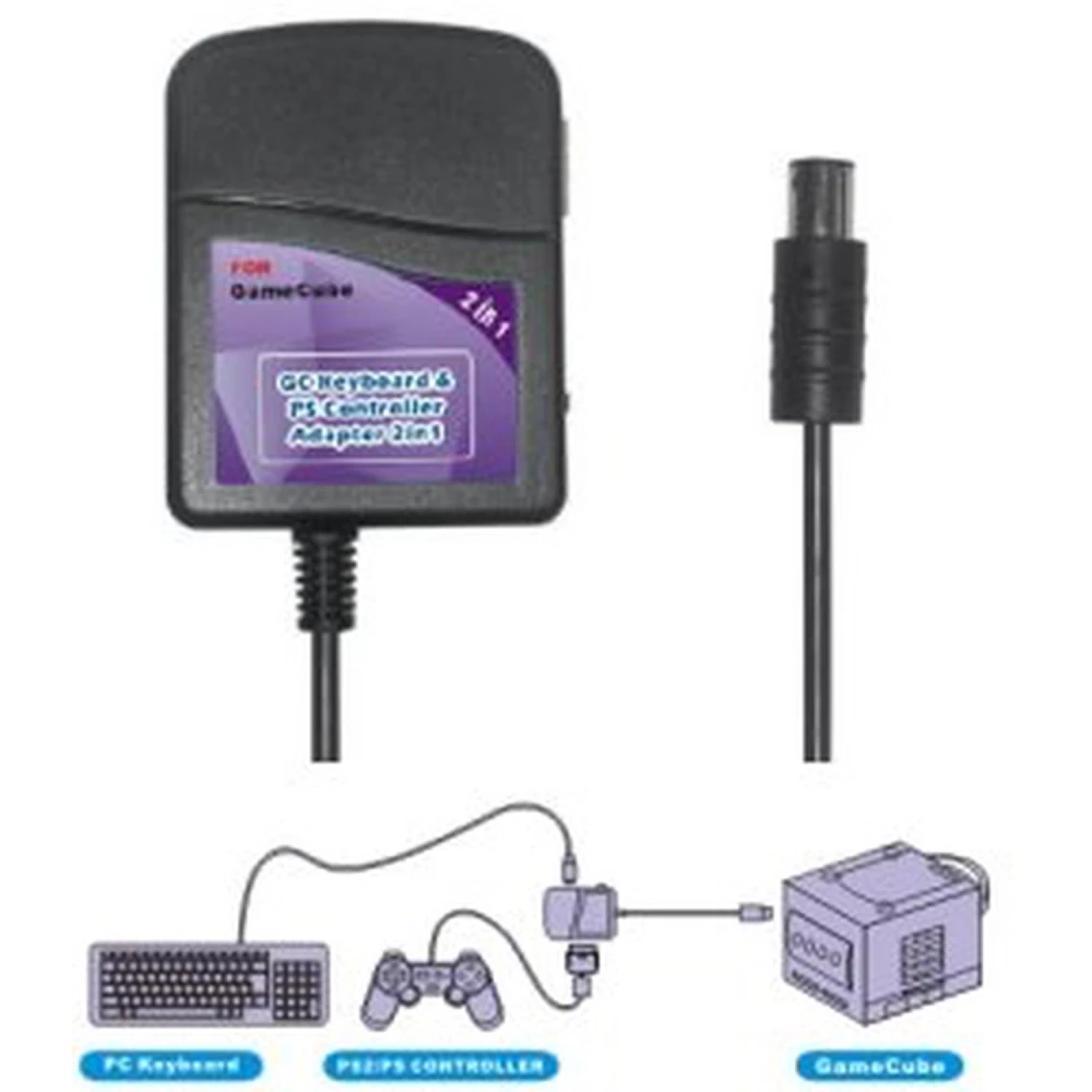Adaptador teclado + comando PS2/PSX para Nintendo GameCube compatível e funcional