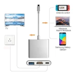 Adaptador USB-C para HDMI 4K para Nintendo Switch e Hub USB-C