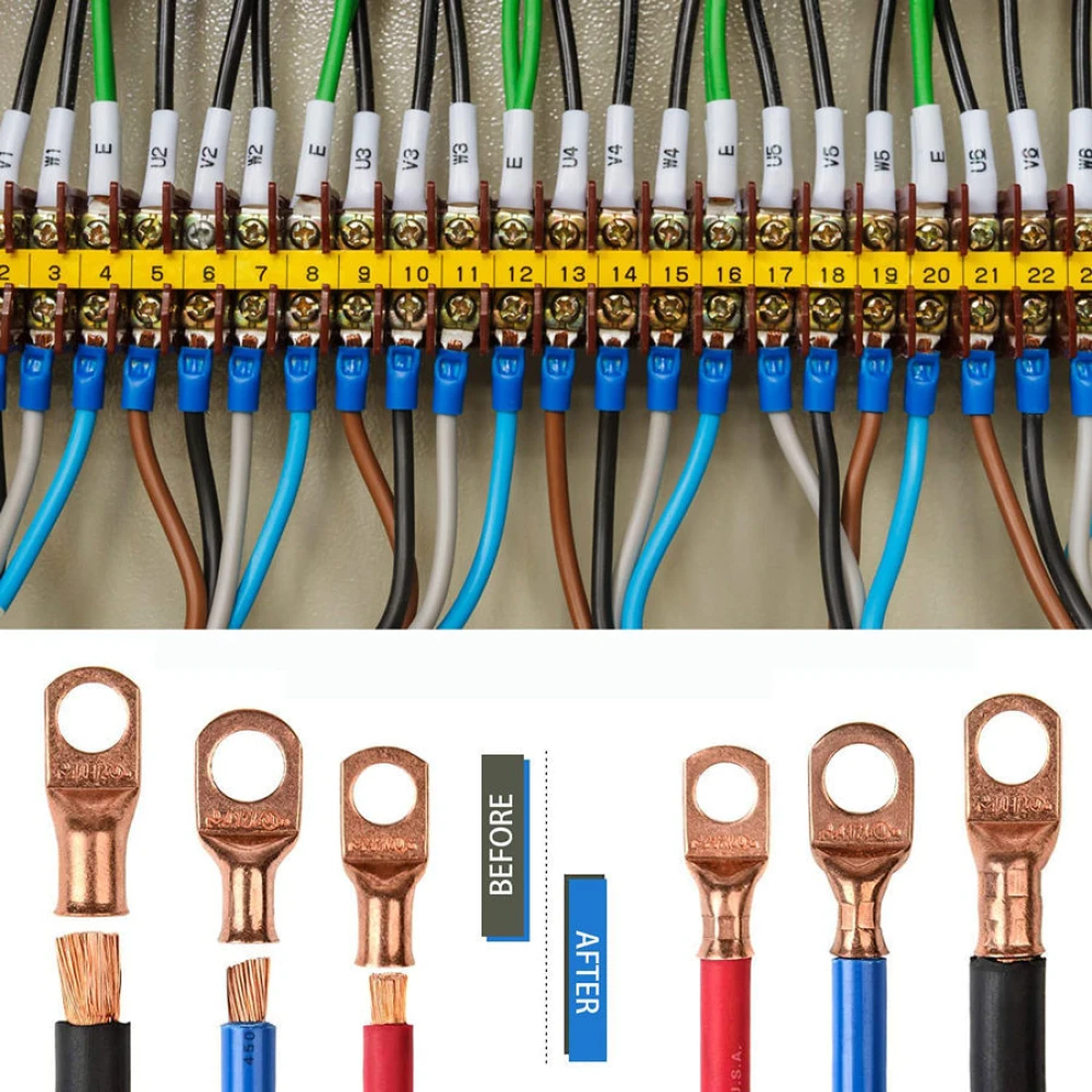 Alicate de crimpagem 6-50mm² com cabos antiderrapantes e rotação ajustável