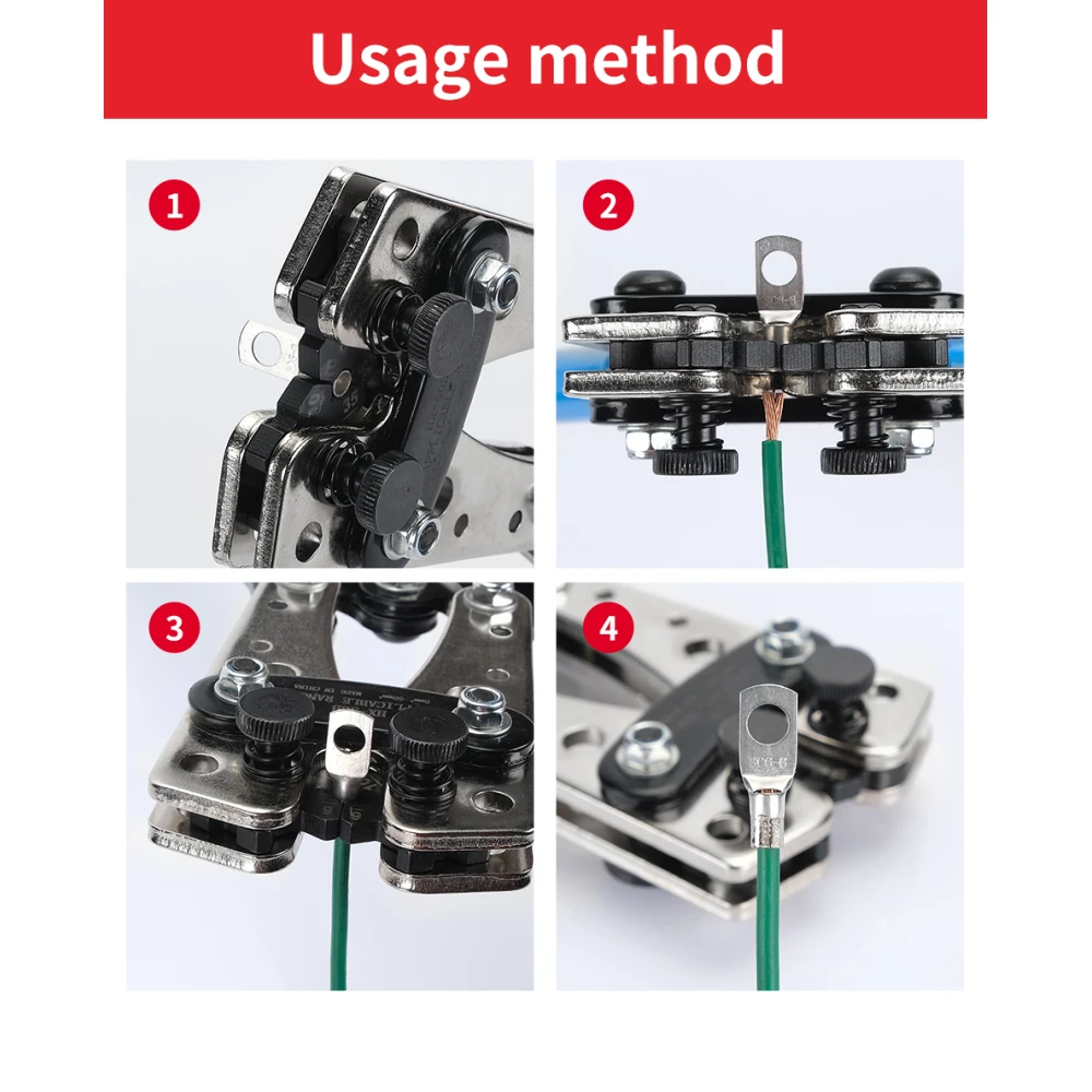 Alicate de crimpagem 6-50mm² com cabos antiderrapantes e rotação ajustável