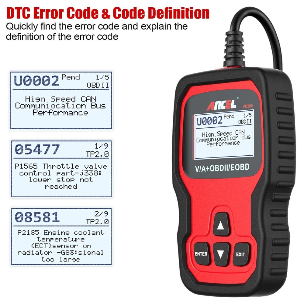 Herramienta de escaneo Ancel VD500 para diagnóstico ABS, SRS y EPB en vehículos VAG