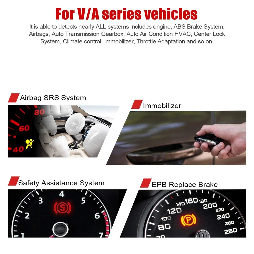 Ancel VD500 OBD2 para VW, Audi, Seat e Skoda - Leitor de Códigos
