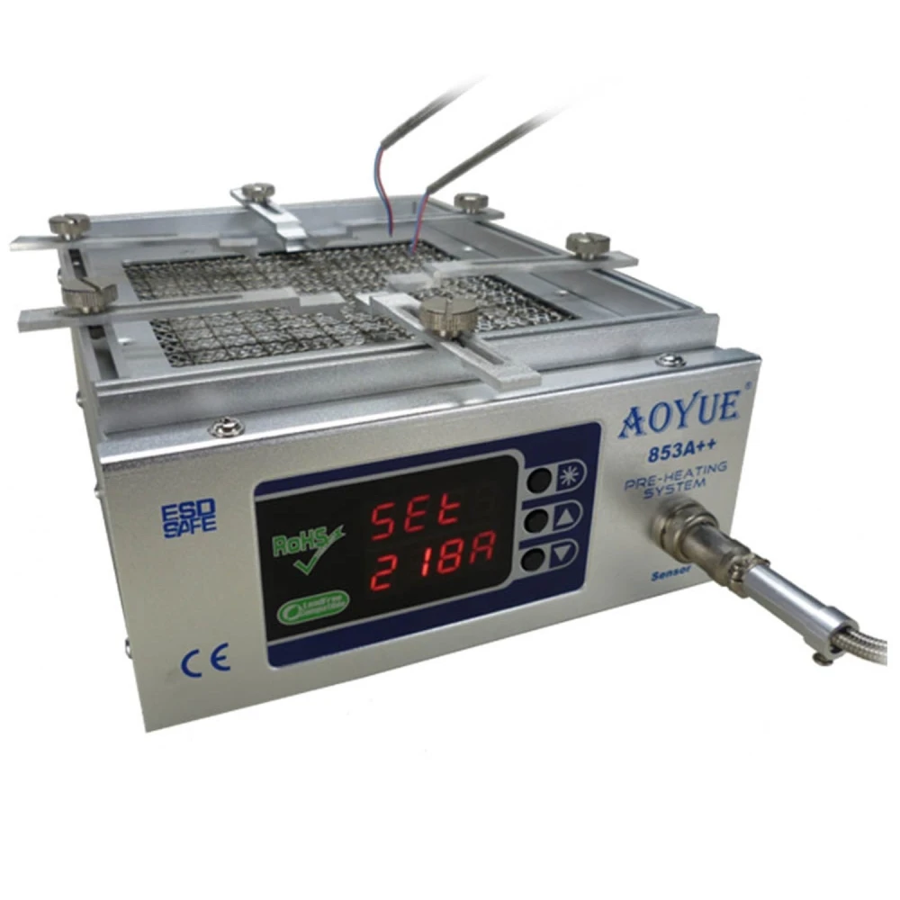 Aoyue 853a++ estação de pré-aquecimento com controlo digital e suporte extensível