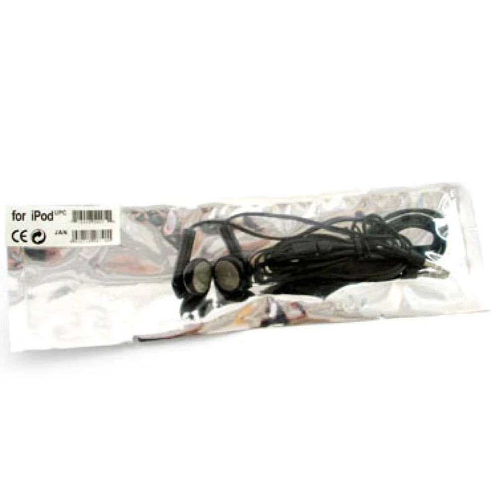 Auriculares para iPod pretos com som de alta qualidade