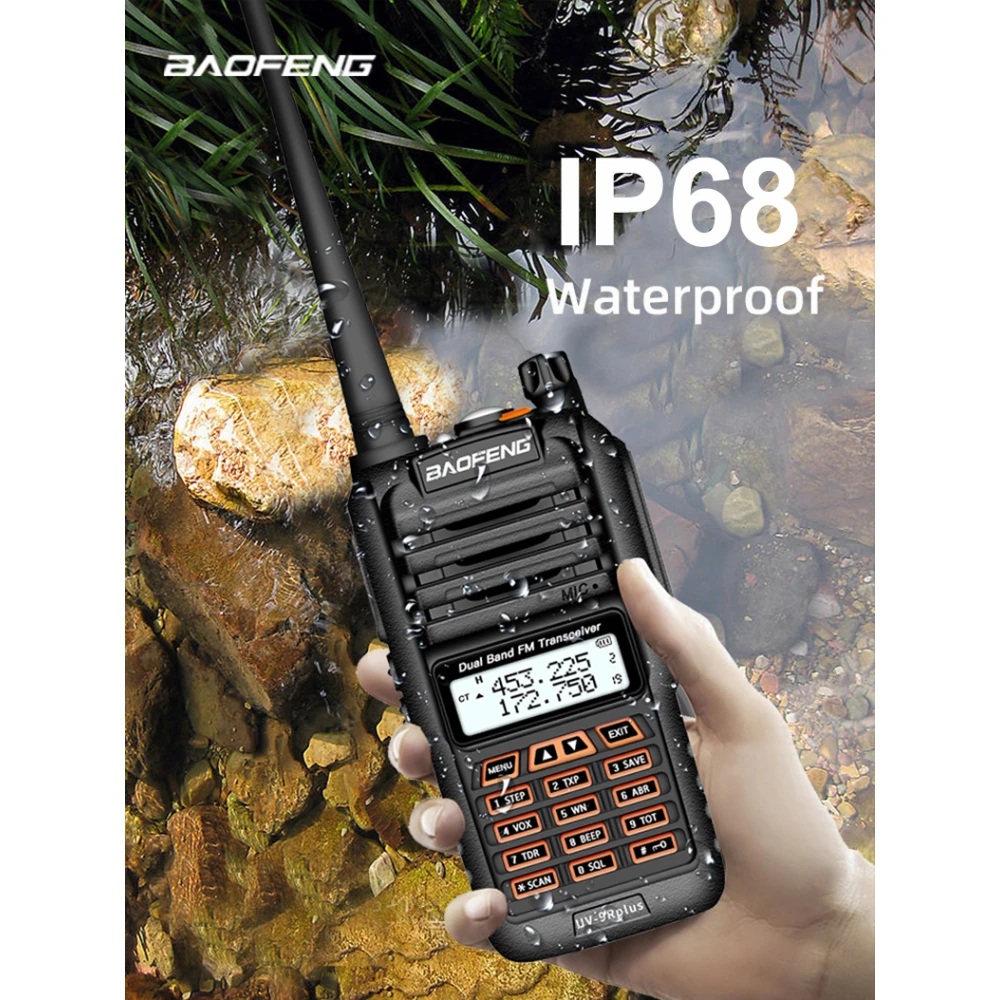Baofeng UV9R Plus walkie-talkie de longo alcance com 160 canais VHF/UHF