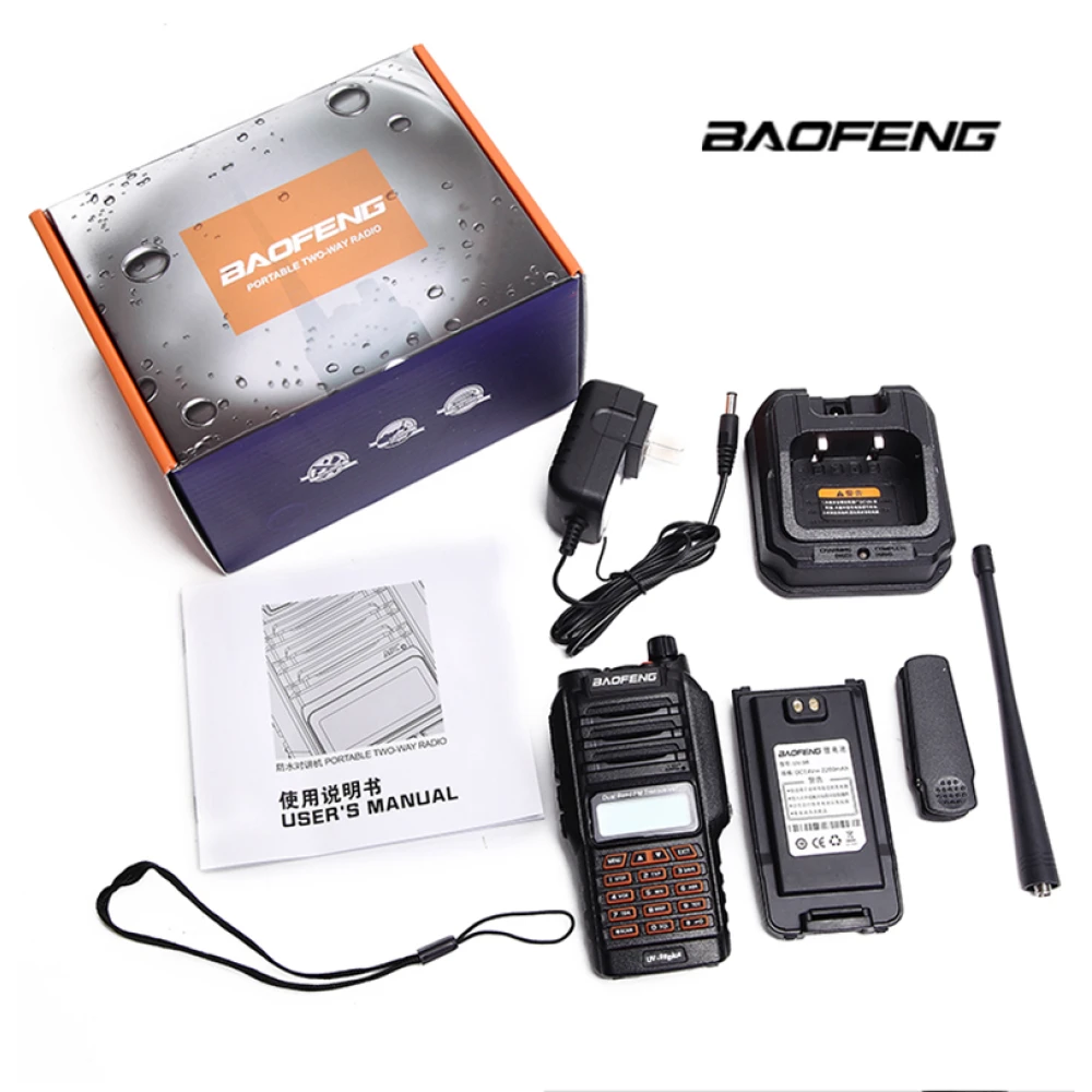 Baofeng UV9R Plus walkie-talkie de longo alcance com 160 canais VHF/UHF