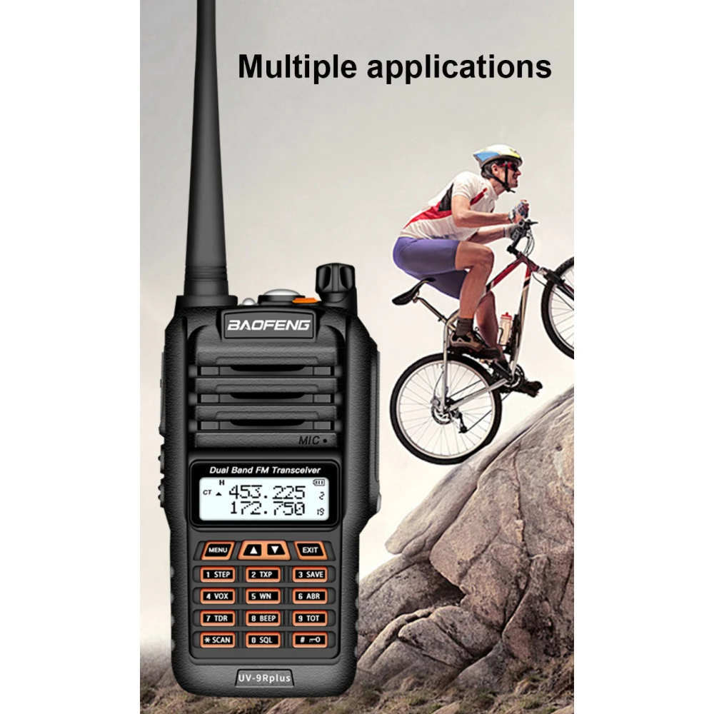 Baofeng UV9R Plus walkie-talkie de longo alcance com 160 canais VHF/UHF