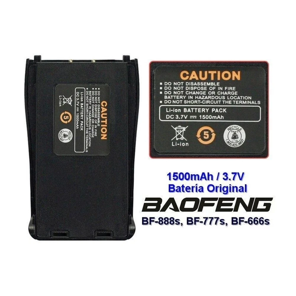 Bateria compatível Baofeng BF-888S 1500mAh 3,7V para walkie talkie