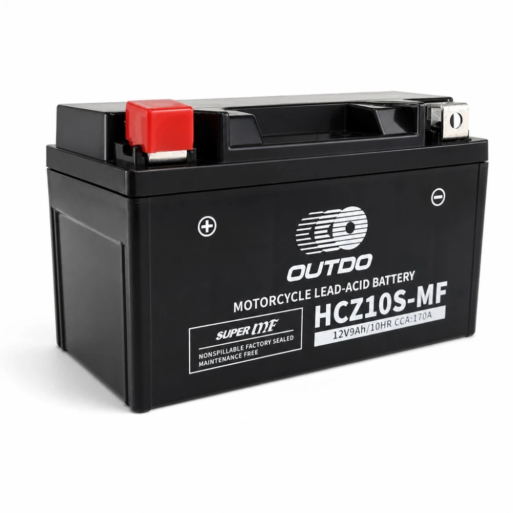 Bateria Moto AGM 12V 9Ah OUTDO HCZ10S-MF - Compatível Yuasa YTZ10S(-BS) / GTZ10S / ETZ10S