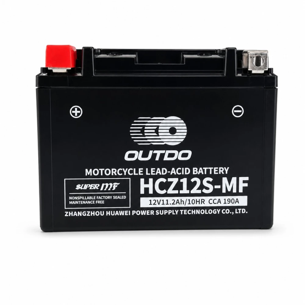Bateria Moto AGM 12V 11.2Ah OUTDO HCZ12S-MF - Compatível Yuasa YTZ12S(-BS) / GTZ12S / ETZ12S