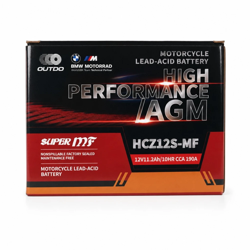 Bateria Moto AGM 12V 11.2Ah OUTDO HCZ12S-MF - Compatível Yuasa YTZ12S(-BS) / GTZ12S / ETZ12S