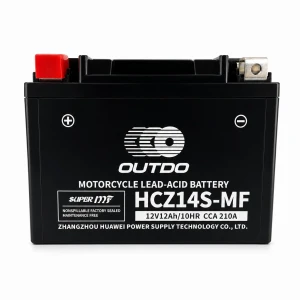 Bateria Moto AGM 12V 12Ah OUTDO HCZ14S-MF - Compatível Yuasa YTZ14S(-BS) / GTZ14S / ETZ14S