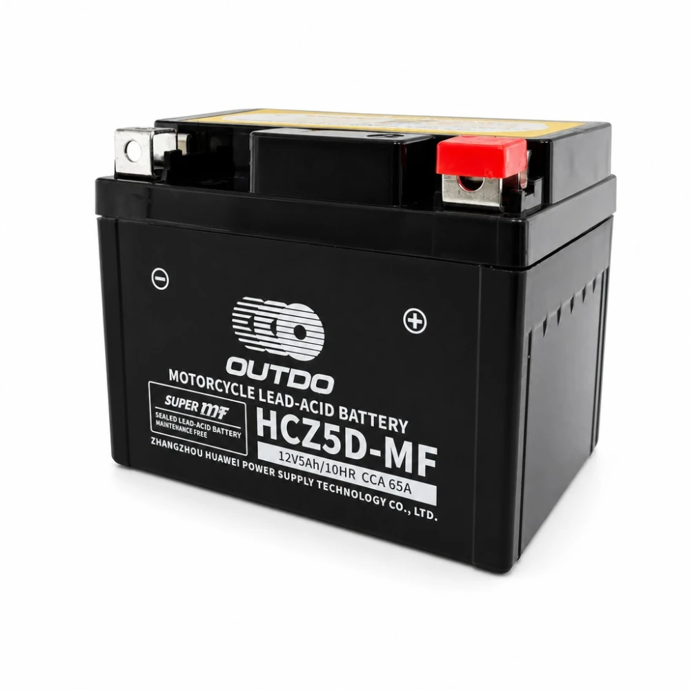 Bateria Moto AGM 12V 5Ah OUTDO HCZ5D-MF - Compatível Yuasa YTZ7S-BS / GTZ7S / ETZ5L-BS