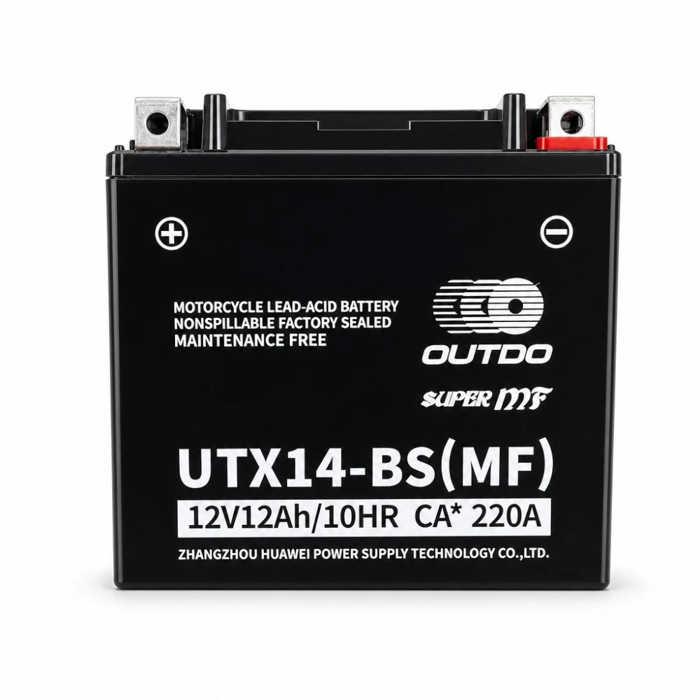 Bateria Moto AGM 12V 12Ah OUTDO UTX14-BS(MF) - Compatível Yuasa YTX14-BS / GTX14-BS / ETX14-BS