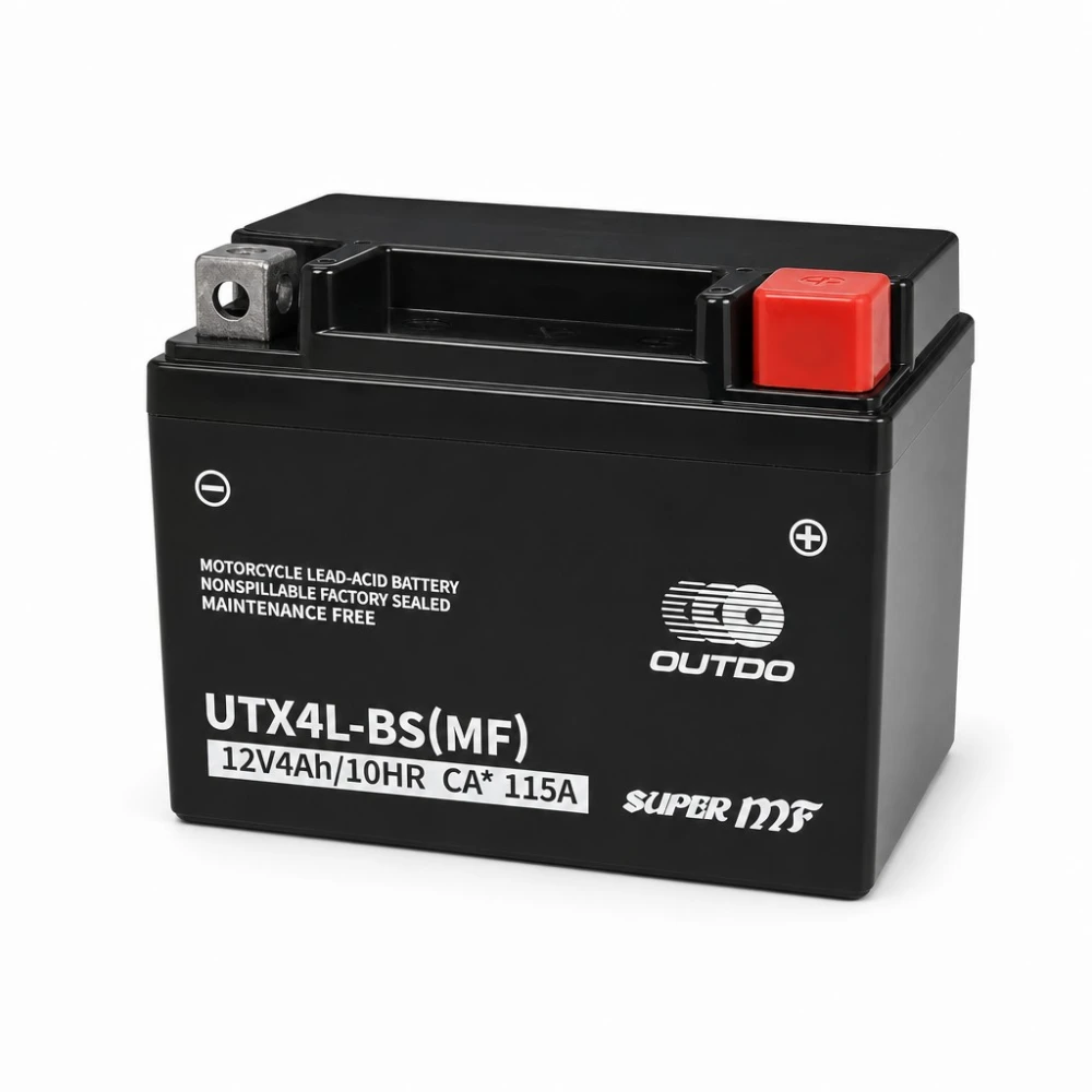 Bateria Moto AGM 12V 4Ah OUTDO UTX4L-BS(MF) - Compatível Yuasa YTX4L-BS / GTX4L-BS / ETX4L-BS