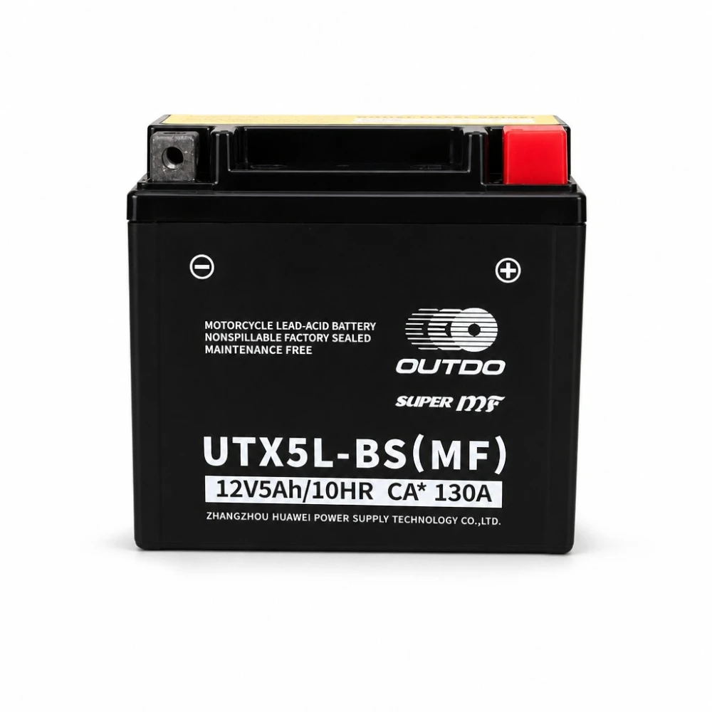 Bateria Moto AGM 12V 5Ah OUTDO UTX5L-BS(MF) - Compatível Yuasa YTX5L-BS / GTX5L-BS / ETX5L-BS