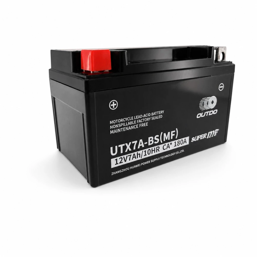 Bateria Moto AGM 12V 7Ah OUTDO UTX7A-BS(MF) - Compatível Yuasa YTX7A-BS / GTX7A-BS / ETX7A-BS