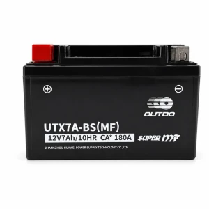 Bateria Moto AGM 12V 7Ah OUTDO UTX7A-BS(MF) - Compatível Yuasa YTX7A-BS / GTX7A-BS / ETX7A-BS
