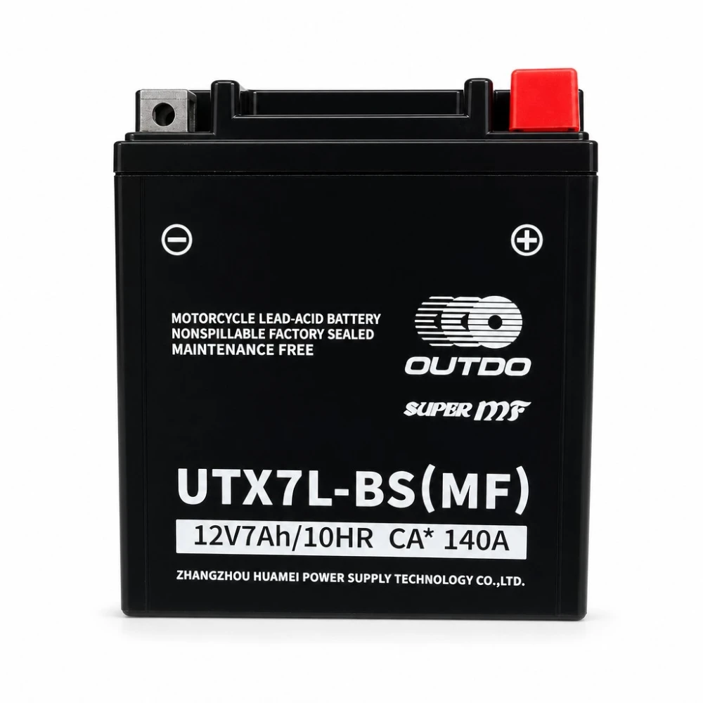 Bateria Moto AGM 12V 7Ah OUTDO UTX7L-BS(MF) - Compatível Yuasa YTX7L-BS / GTX7L-BS / ETX7L-BS