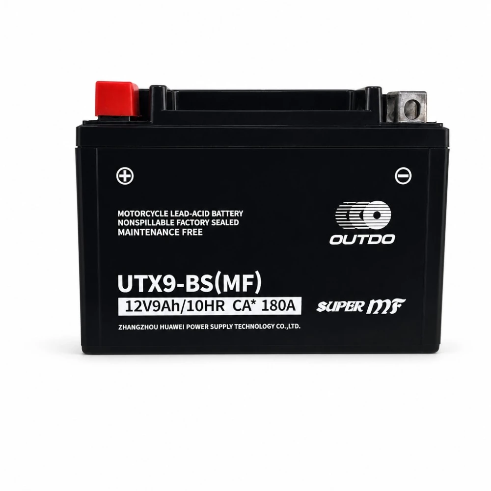 Bateria Moto AGM 12V 9Ah OUTDO UTX9-BS(MF) - Compatível Yuasa YTX9-BS / GTX9-BS / ETX9-BS
