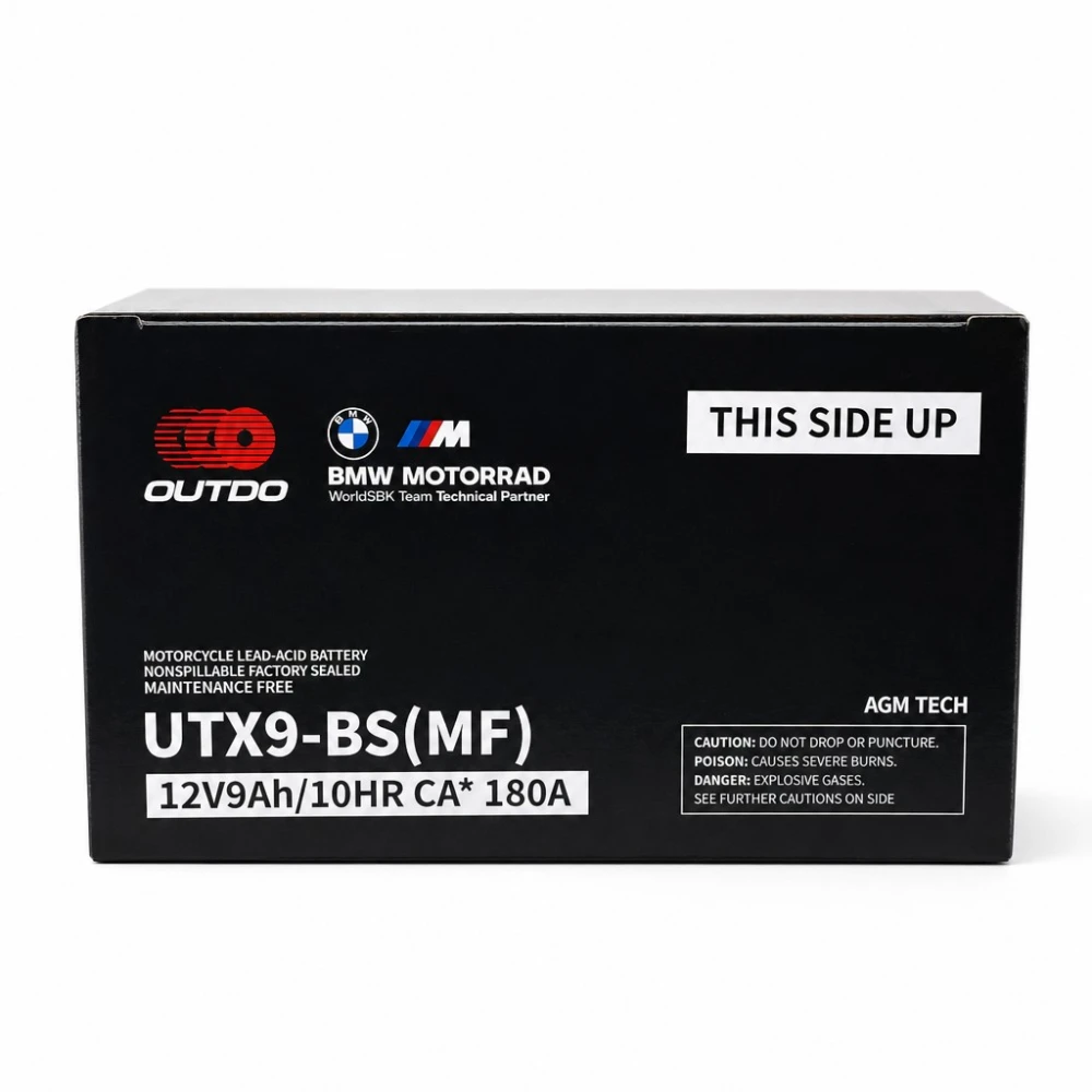 Bateria Moto AGM 12V 9Ah OUTDO UTX9-BS(MF) - Compatível Yuasa YTX9-BS / GTX9-BS / ETX9-BS