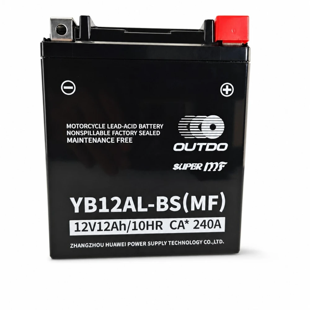 Bateria Moto AGM 12V 12Ah OUTDO YB12AL-BS(MF) - Compatível Yuasa YB12AL-A2 / GS YB12AL-A2 / 12N12-4A-1 (flooded similar)