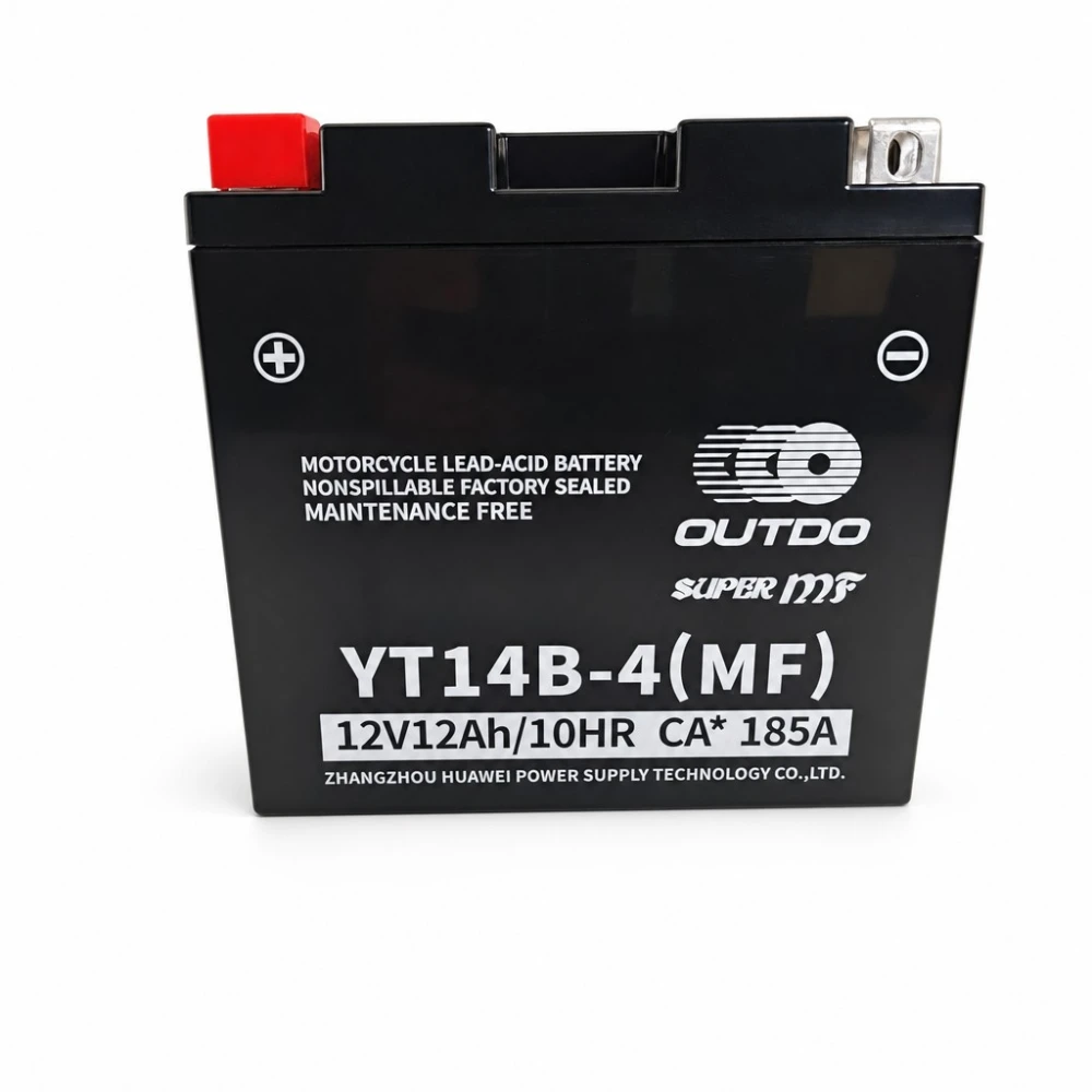 Bateria Moto AGM 12V 12Ah OUTDO YT14B-4(MF) - Compatível Yuasa YT14B-BS / GT14B-BS / GT14B-4 / ETZ14B-BS / ET14B-4