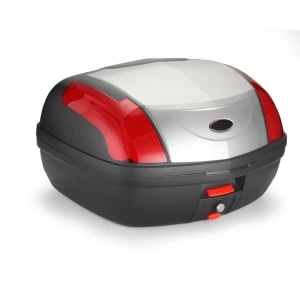 Top case moto 46 litros universal prata - mala XXL para 2 capacetes com fechadura