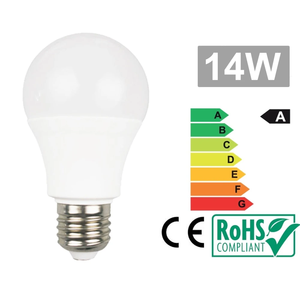 Lâmpada LED E27 14W 6500K Branco Frio de Alta Eficiência