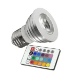 Lâmpada LED RGB E27 3W com comando para iluminação versátil