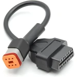 Cabo Adaptador Harley Davidson OBD1 6 Pinos para OBDII 16 Pinos para Diagnóstico