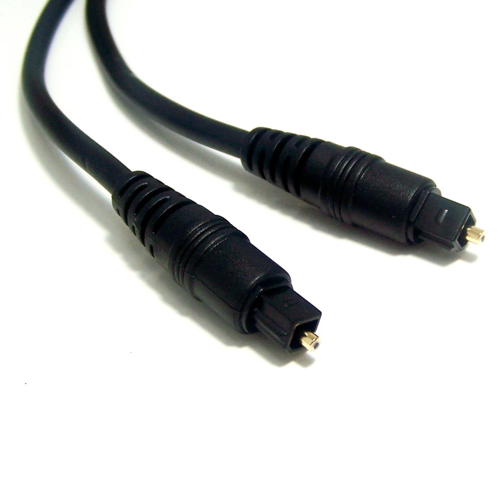 Cabo de áudio fibra ótica Toslink 2 metros preto macho/macho para consolas e áudio