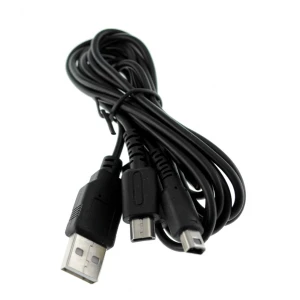 Cabo carregador USB duplo compatível com NDSLITE, NDSI, DSI XL e 3DS