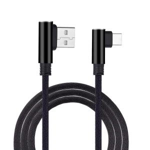 Cabo USB Tipo-C para telemóvel carregamento rápido 1m em nylon resistente e preto