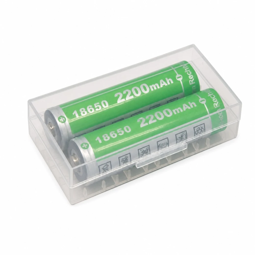 Caixa Suporte Porta-Pilhas 2× 20700 21700 Plástico Transparente Armazenamento