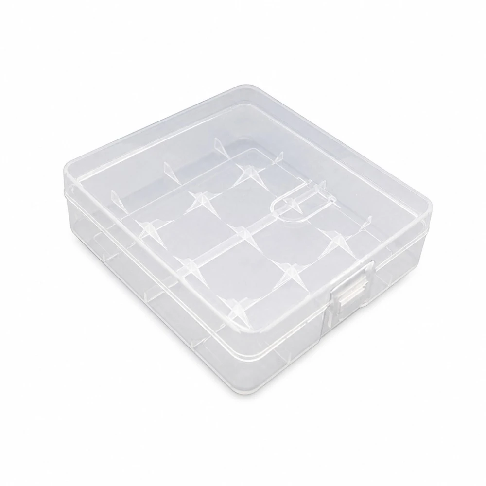 Caixa Suporte Porta-pilhas 4× 18650 Plástico Transparente Armazenamento Proteção
