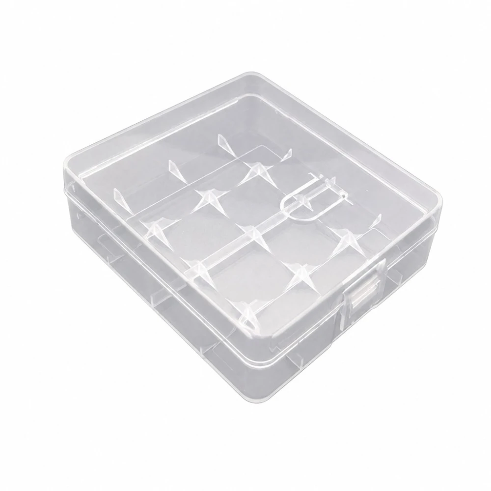 Caixa Suporte Porta-pilhas 4× 18650 Plástico Transparente Armazenamento Proteção