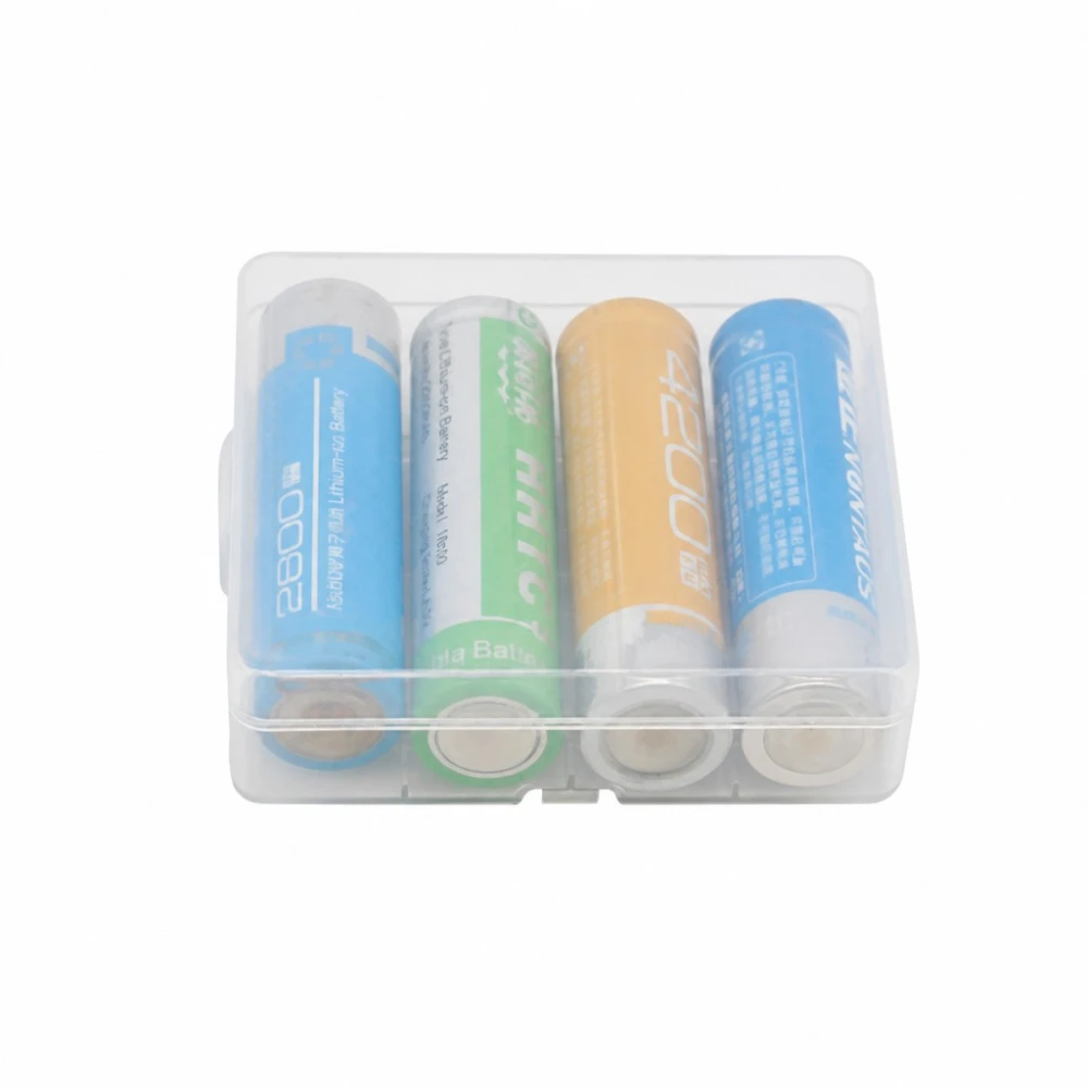 Caixa Suporte Porta-pilhas 4× 18650 Plástico Transparente Armazenamento Proteção