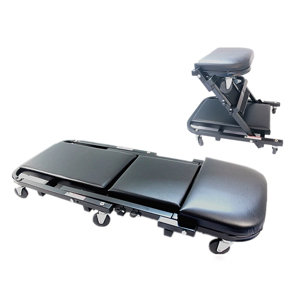 Maca de mecânico dobrável acolchoada com rodas para oficina