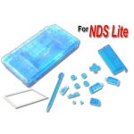 Carcaça de substituição Nintendo DS Lite azul transparente com botões e parafusos