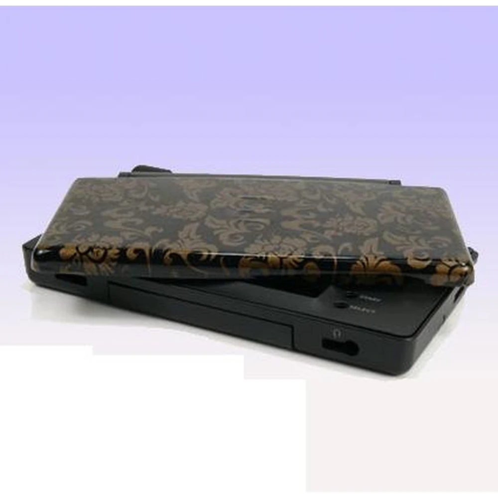Carcaça de substituição Nintendo DS Lite flores douradas com fundo preto