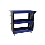 Carrinho de Oficina Profissional 3 Prateleiras com Bandejas Laterais e Ganchos para Organizar a Sua Oficina