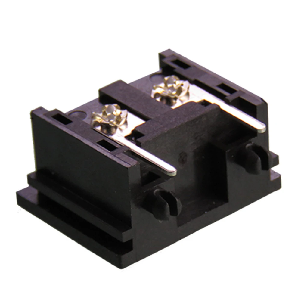 Conector alimentación placa PCB 2 pines macho mostrando pines macho